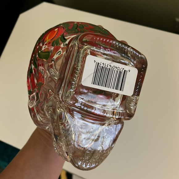 Hand paint tequila glass bottle floral Hungarian crystal head scull empty vodka - Picture 4 of 6